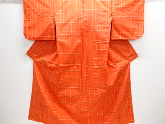 JAPANESE KIMONO / KIMONO ENSEMBLE / SILK / YONEZAWA TSUMUGI / WOVEN GRID